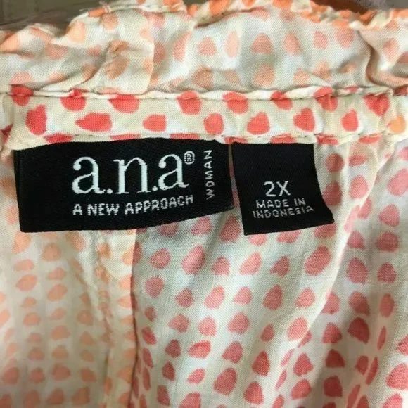 A.N.A. Women's Peach Pink Plus Size Sleeveless Blouse Tank‎ Top Size 2x - Picture 7 of 8